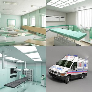 3d model ambulance surgery room hospital