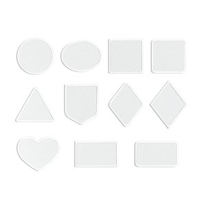 3D White Embroidered Patch Set - 11 shapes lying embroidery badges