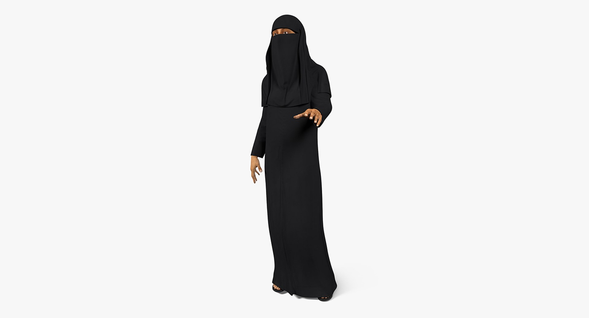 Arabian Woman in Black Abaya Rigged 3D Model 3D model preview