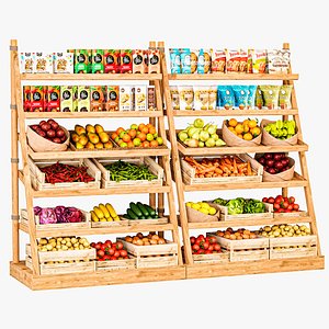 Rack with products in a supermarket or market