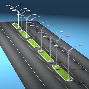 roads street lights 3d obj