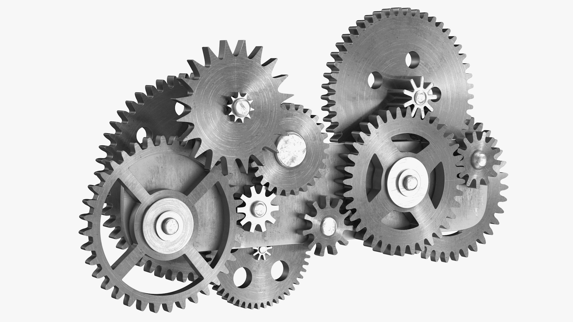 Gear Mechanism Silver 3D model preview