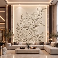 Modern Floral Wildflower Decor Bas Relief Mural STL CNC 89