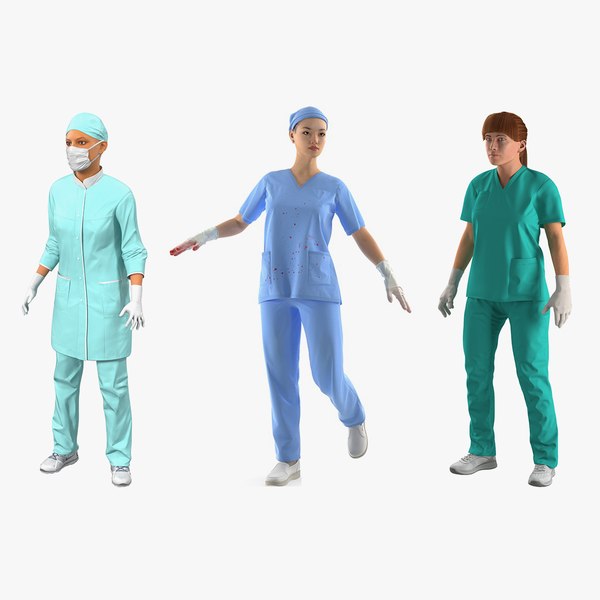 3D model female doctors 2 rigged