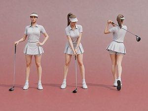 Golfer Female - Rigged Low-poly 3D model