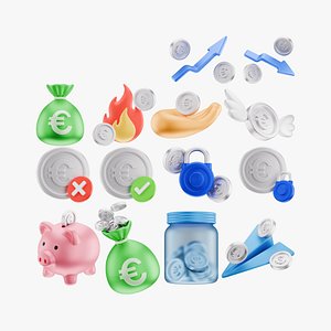 Euro Coin Icons Pack 02 model