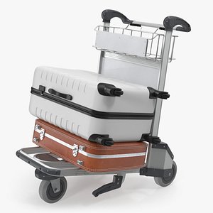 airport trolley suitcases air 3D model