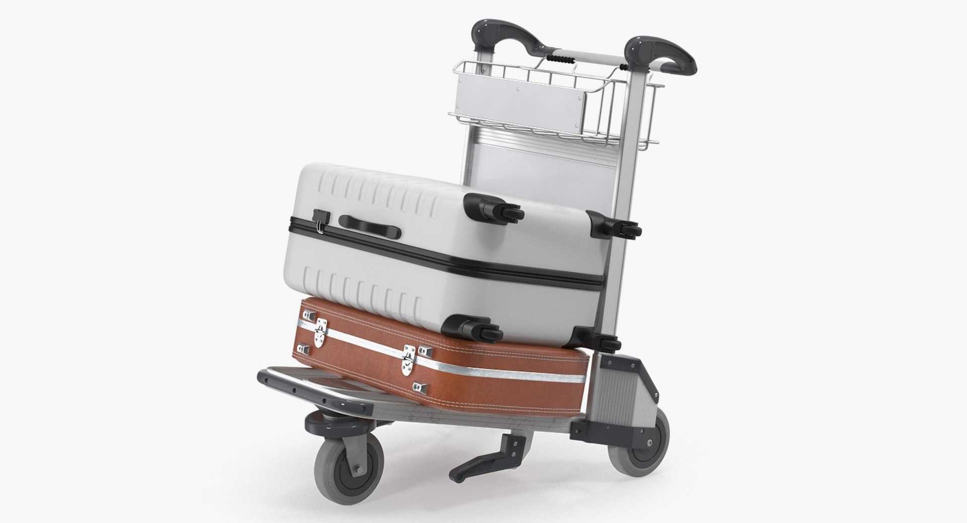 Airport Trolley with Suitcases 3D model preview