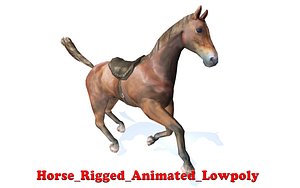 Horse rigged animated low poly 3d model