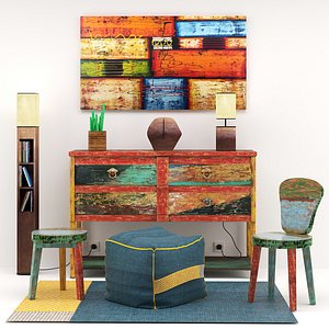 A set of very colorful furniture for your project.