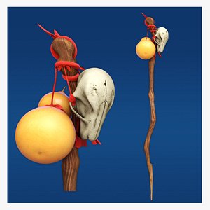 cane staff Wand gourd SheepSkull bone flagon TreasureGourd 3D model