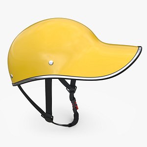 Yellow Plastic Protective Moped Helmet 3D model
