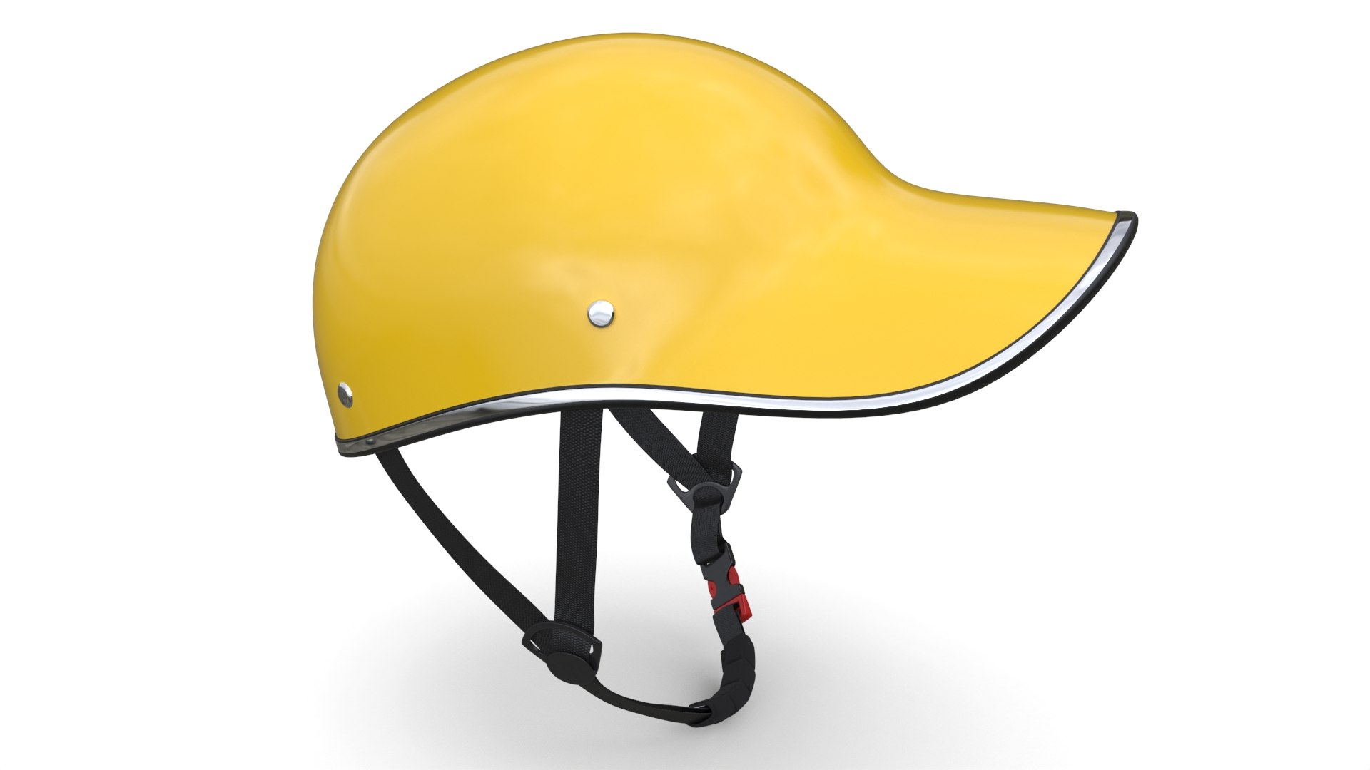 Yellow Plastic Protective Moped Helmet 3D model preview