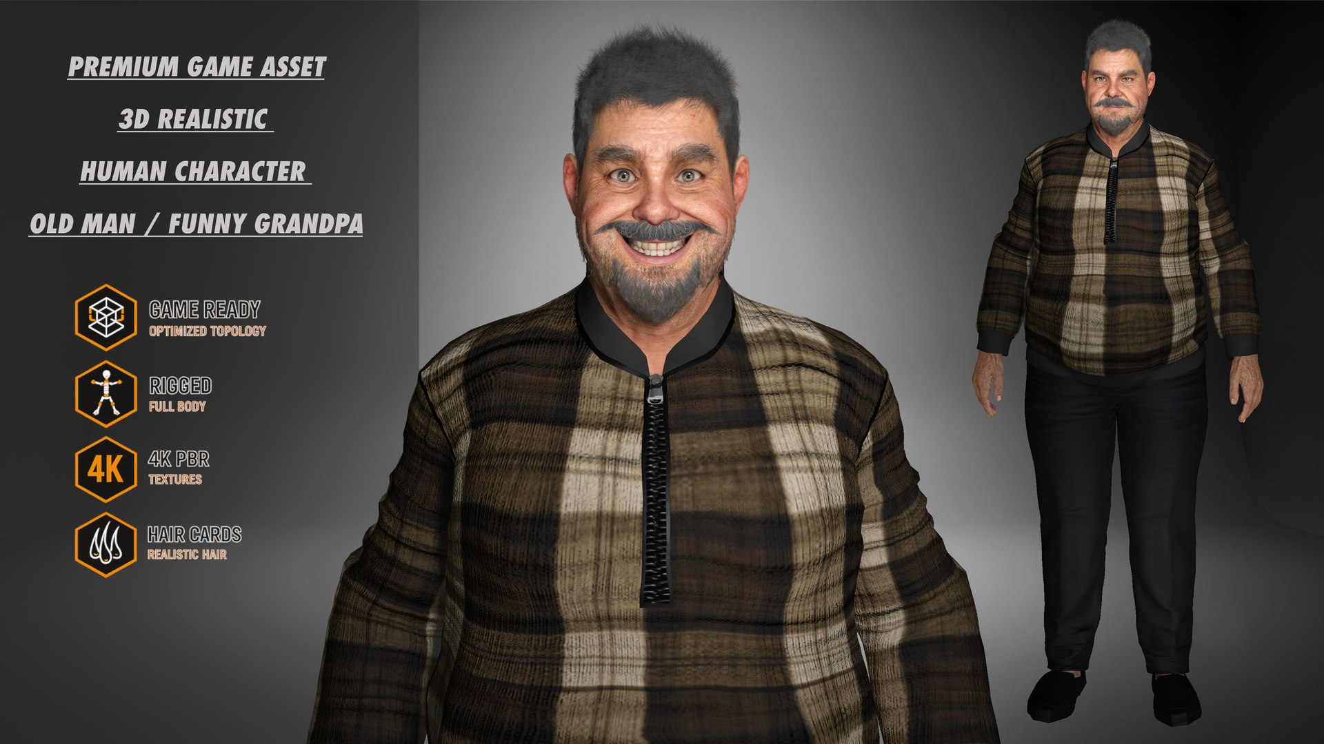 REALISTIC OLD MAN 3D CHARACTER - Funny Grandpa Elderly NPC 3D model https://p.turbosquid.com/ts-thumb/6C/0YV5Zf/sA/poster/png/1792059931/1920x1080/fit_q87/09eb5beb0a5f933a56098a4877675cd7445564b2/poster.jpg