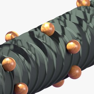 Modern Abstract Spiral Column with Wooden Spheres