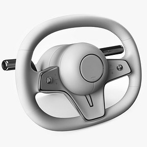 White Steering Wheel for Modern Sedan 3D model