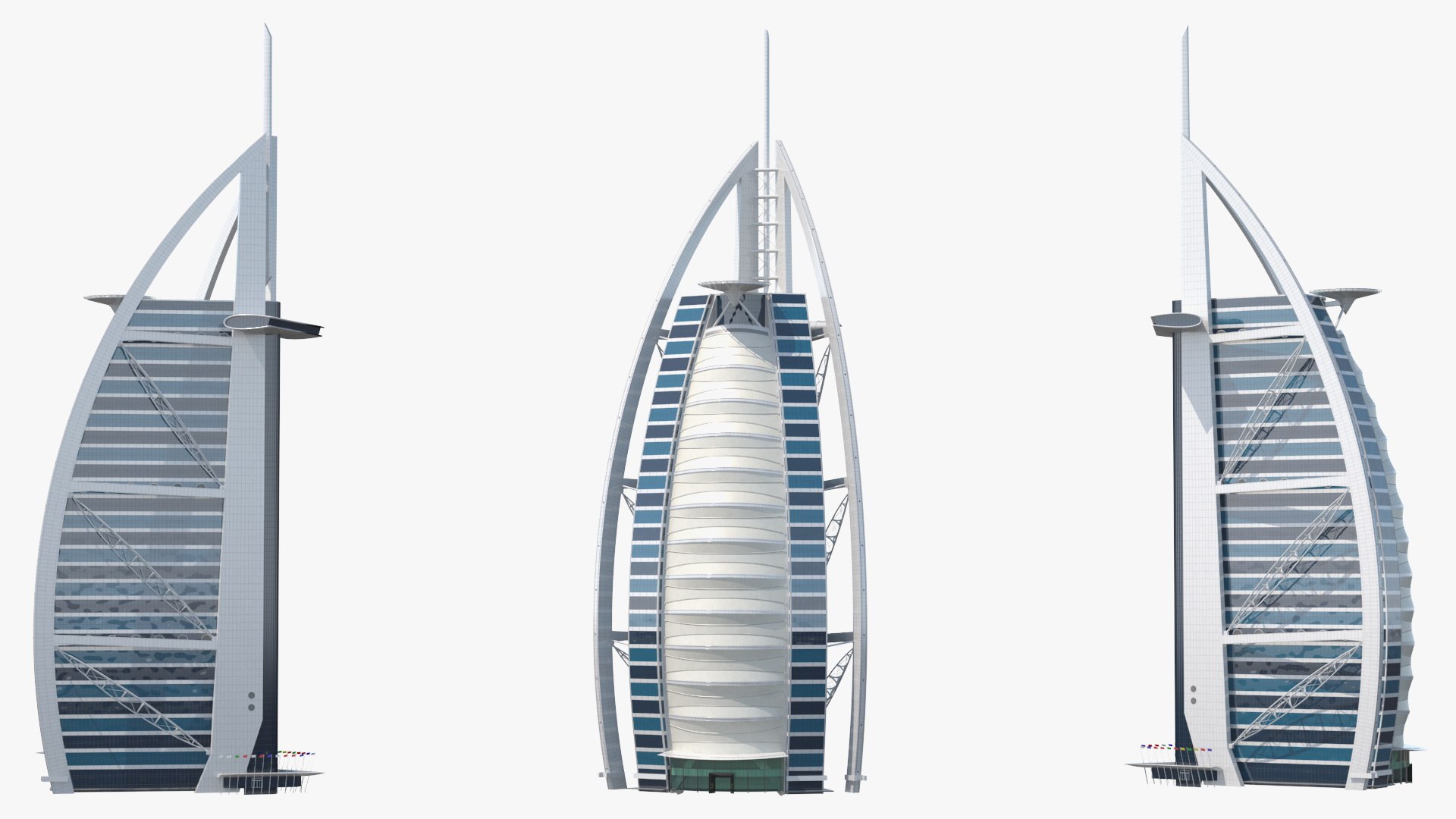 Burj Al Arab Tower 3D model preview