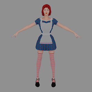 3D raggedy ann girl model