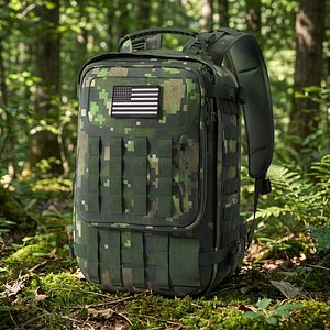 Military Backpack with Flag Patch 3D model