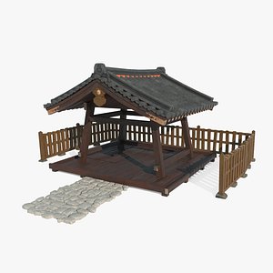 Asian ancient architecture pavilion 3D model