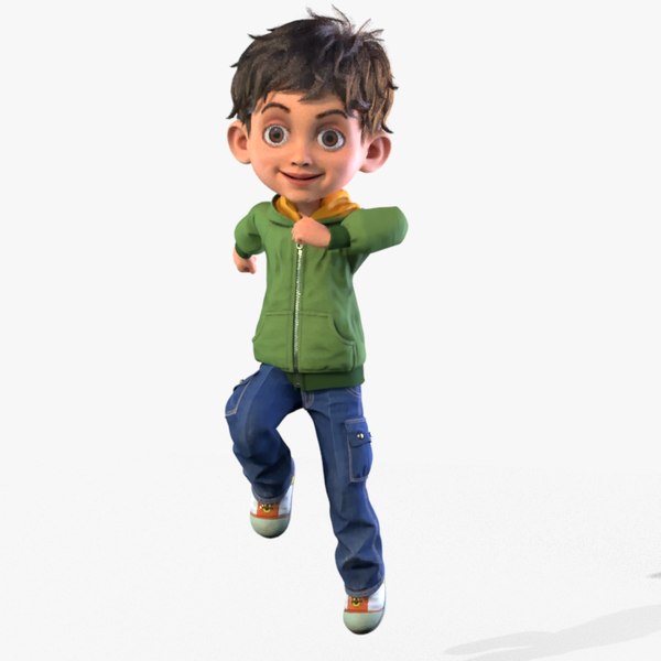 cartoon boy rigged animates model