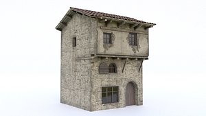 3D old village house exterior model