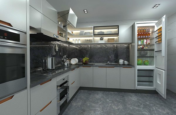 modelo 3d Cocina cocina china cocina de gas lampblack horno de microondas -  TurboSquid 1734854
