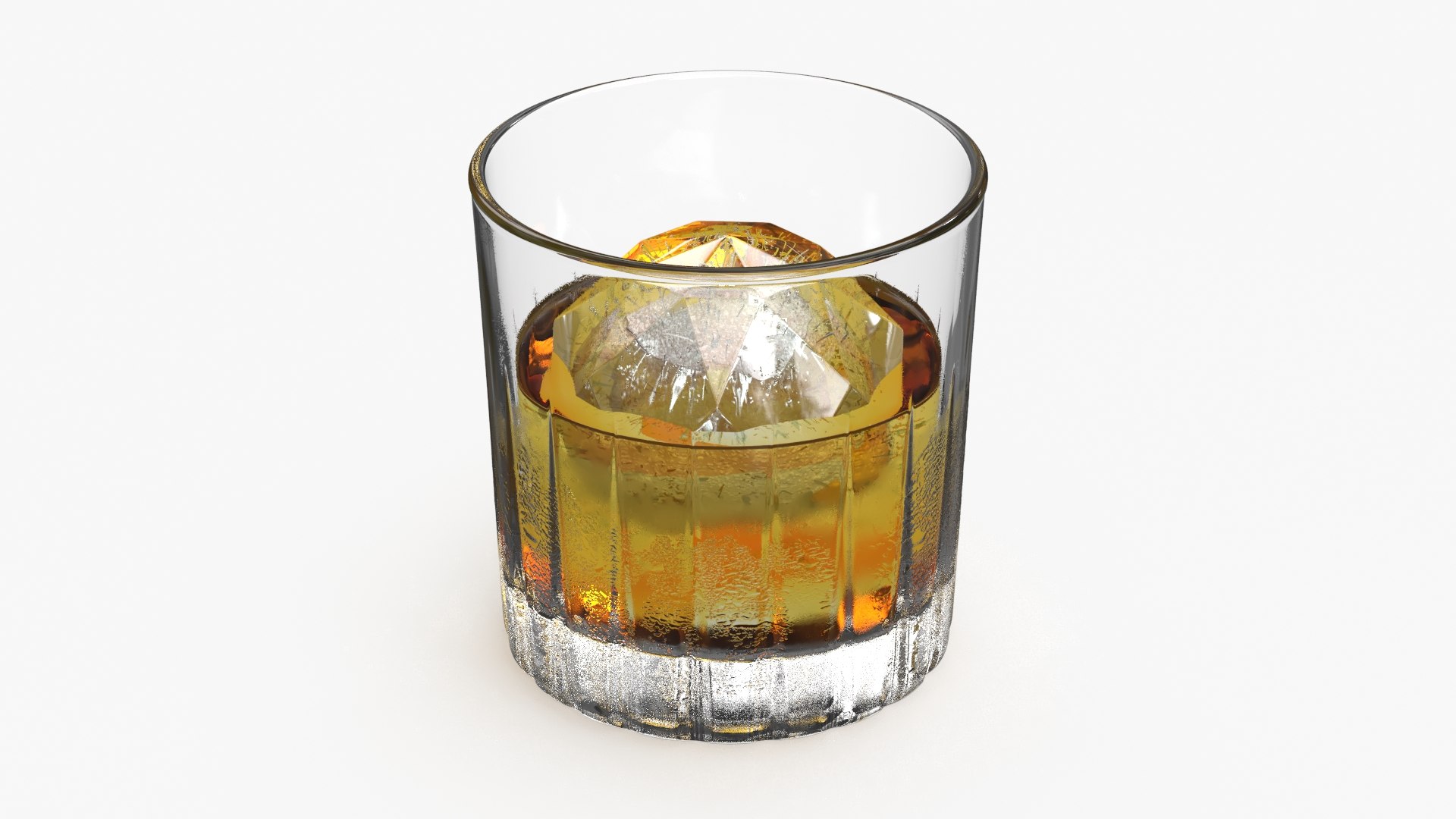 Whiskey Drink with Crystal Ice Ball 3D model preview