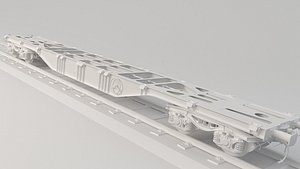 3D train flatcar flat