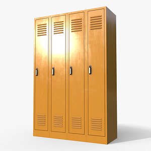 3D PBR School Gym Locker 02 - Yellow