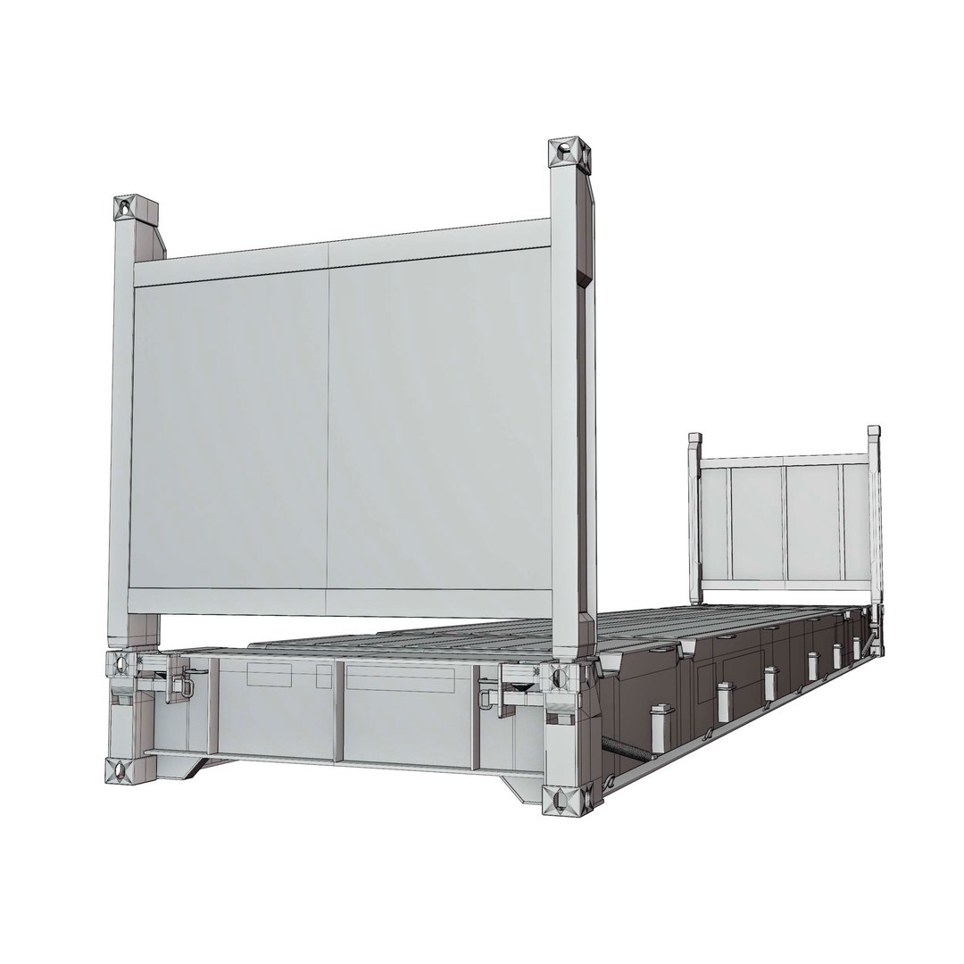40FT High Cube Flush Folding Flatrack 3D Model - TurboSquid 2175033
