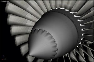 3d model rotating parts turbine jet