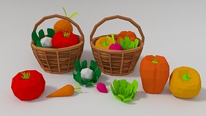 3D assets vegetable basket model