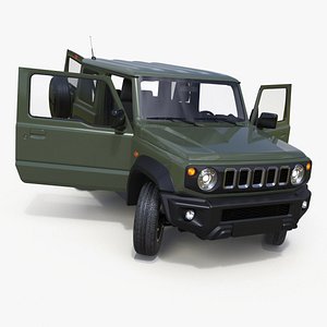 Modern Three Door SUV Green Rigged