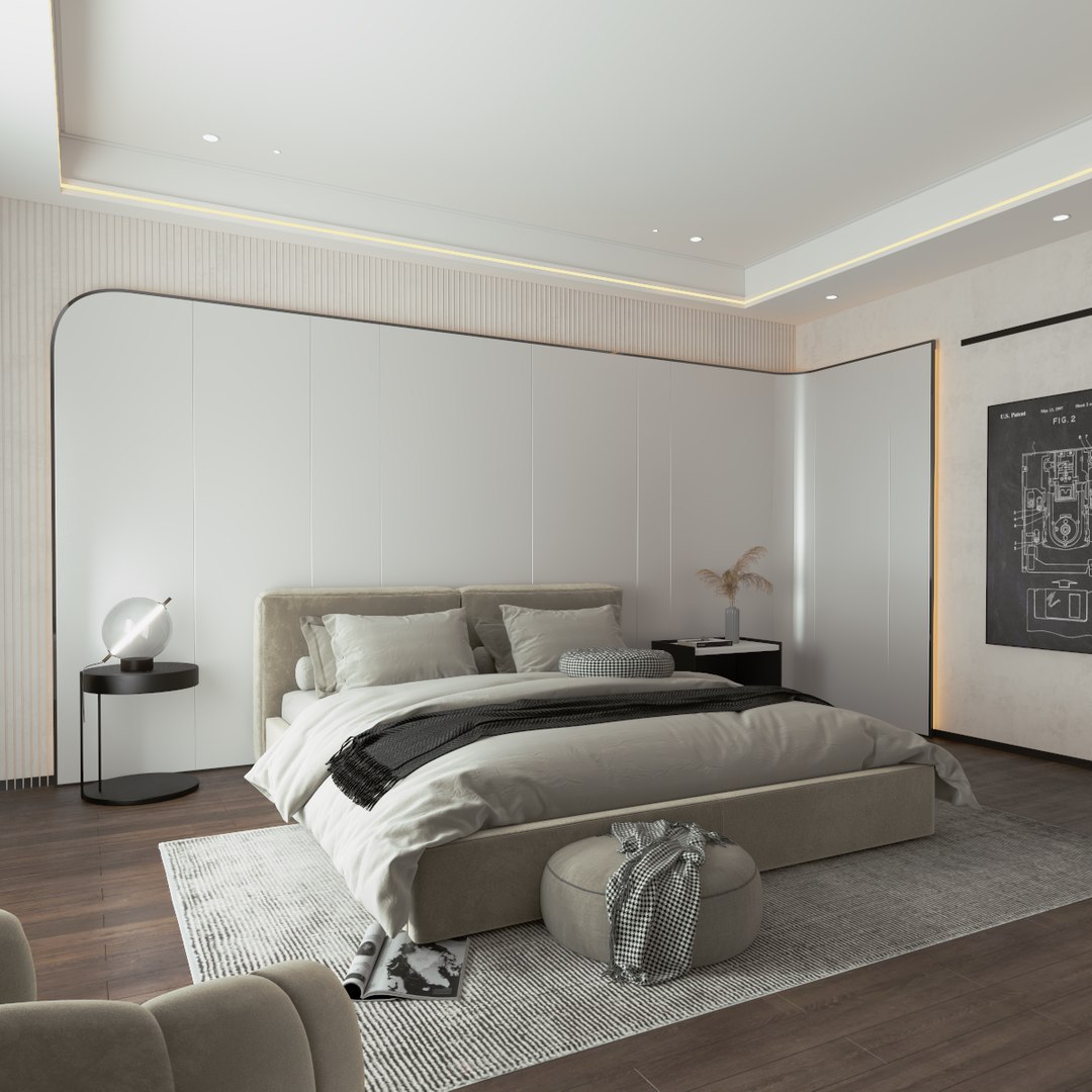 Modern Apartment Bedroom 3D Model - TurboSquid 1942014