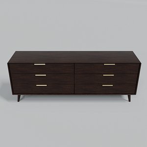 3D Modern Wooden Dresser Cabinet