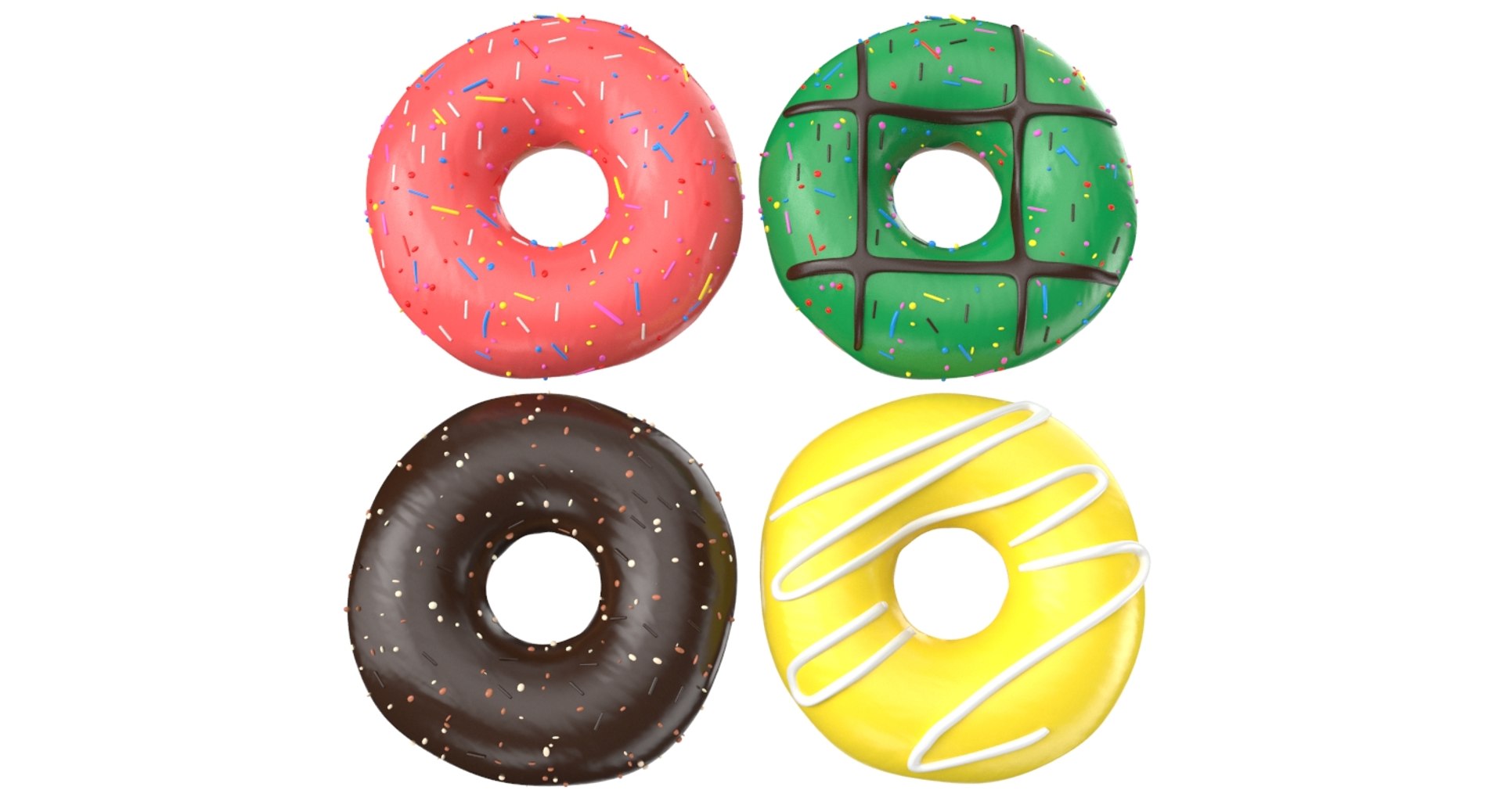 donuts modeled 3D https://p.turbosquid.com/ts-thumb/6D/BQ3jv6/CrFbUH9Y/1/jpg/1532627413/1920x1080/fit_q87/858a5737d6f995e99c4d31352c638ce8ab8aabf4/1.jpg