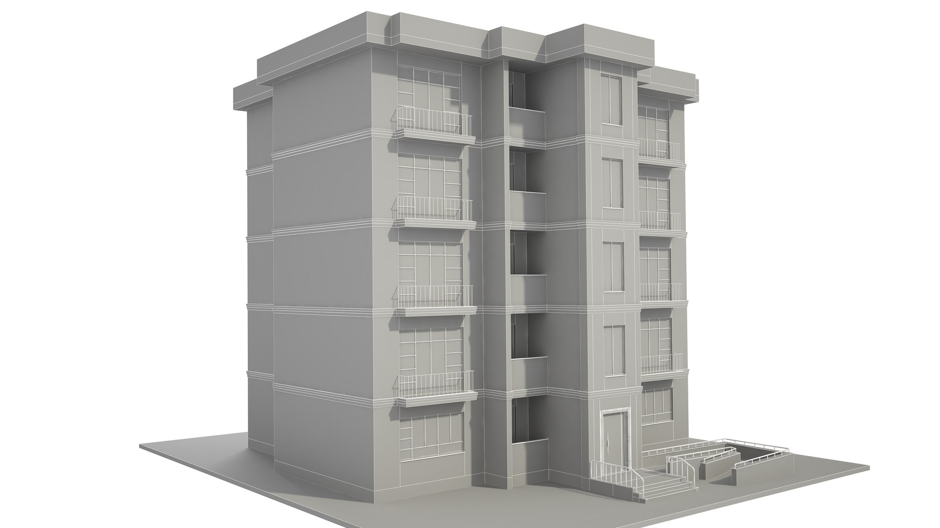 3D Model Apartment Building With Interior-NO TEXTURES - TurboSquid 2333175