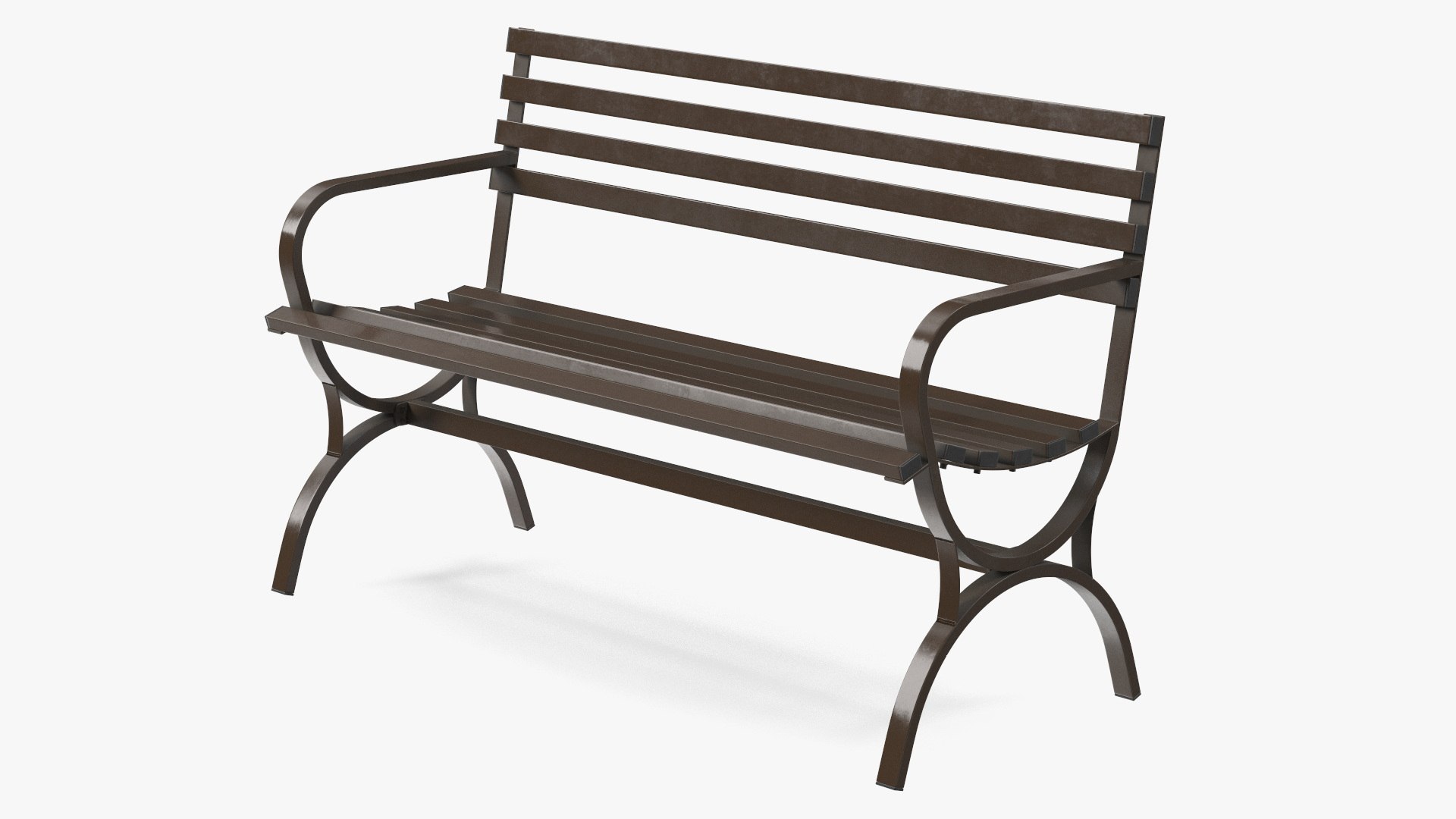 Long Metal Bench Brown 3D model preview