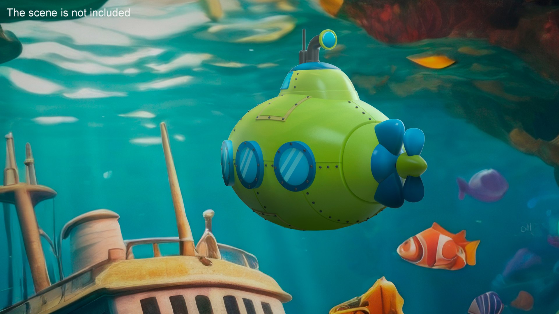 Cartoon Green Submarine 3D Model - TurboSquid 2205493