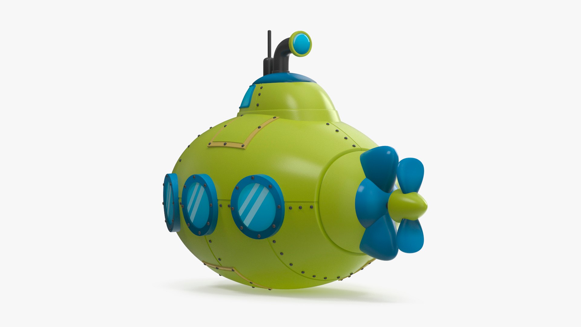 Cartoon Green Submarine 3D Model - TurboSquid 2205493