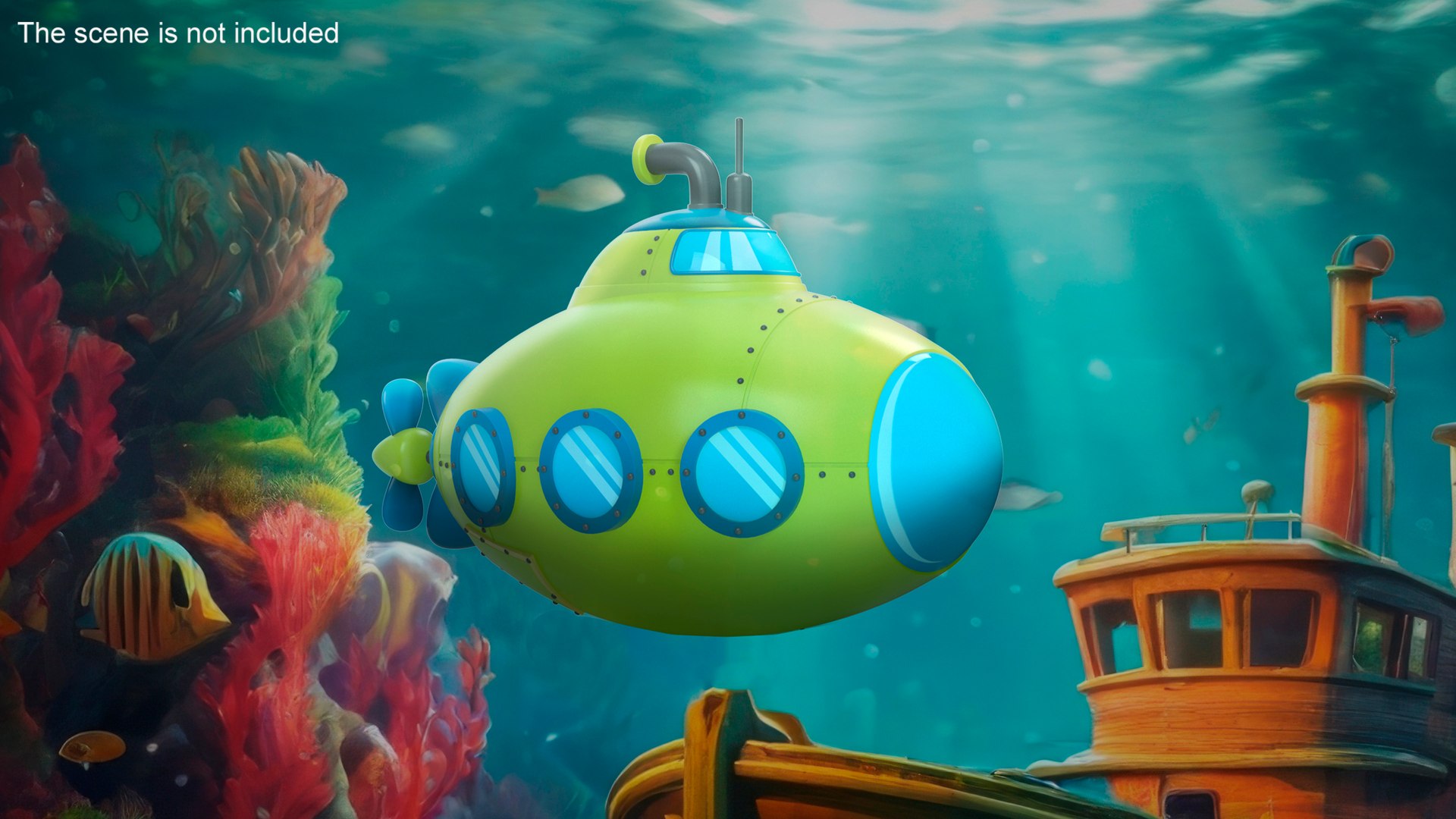 Cartoon Green Submarine 3D Model - TurboSquid 2205493