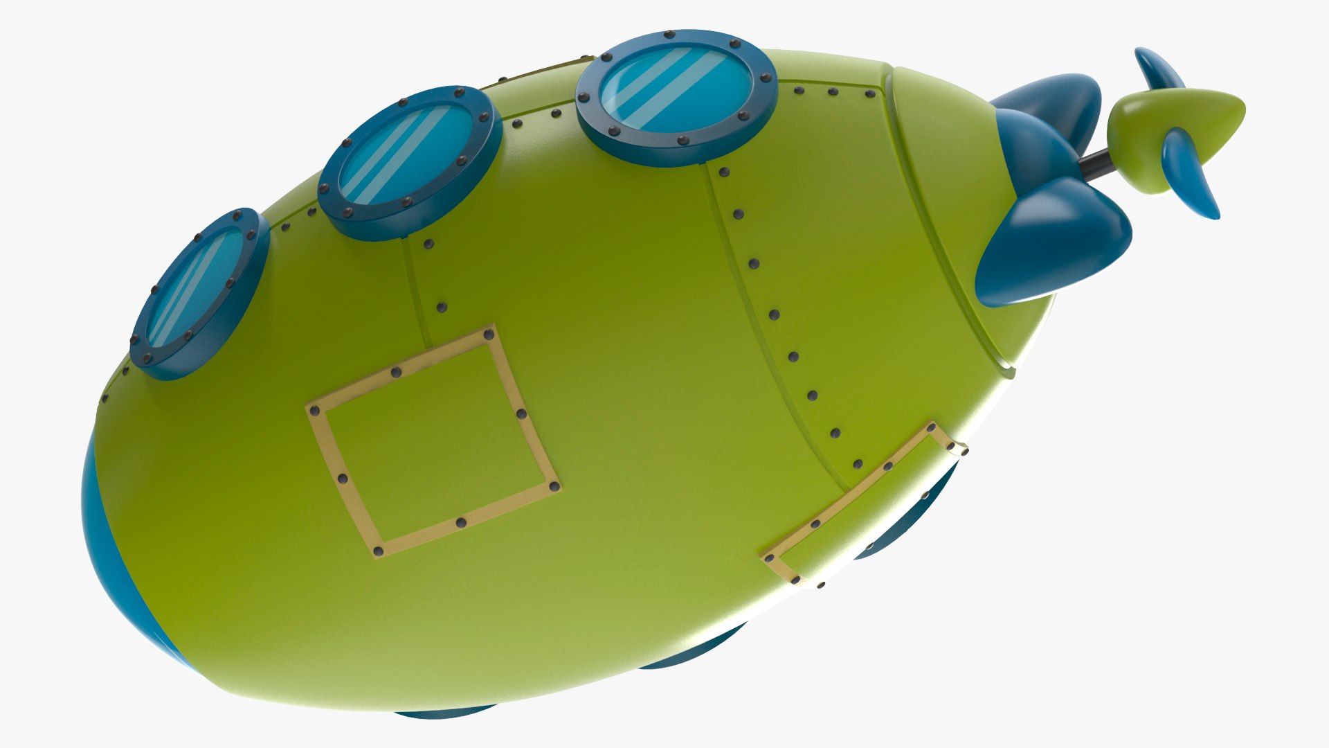 Cartoon Green Submarine 3D Model - TurboSquid 2205493