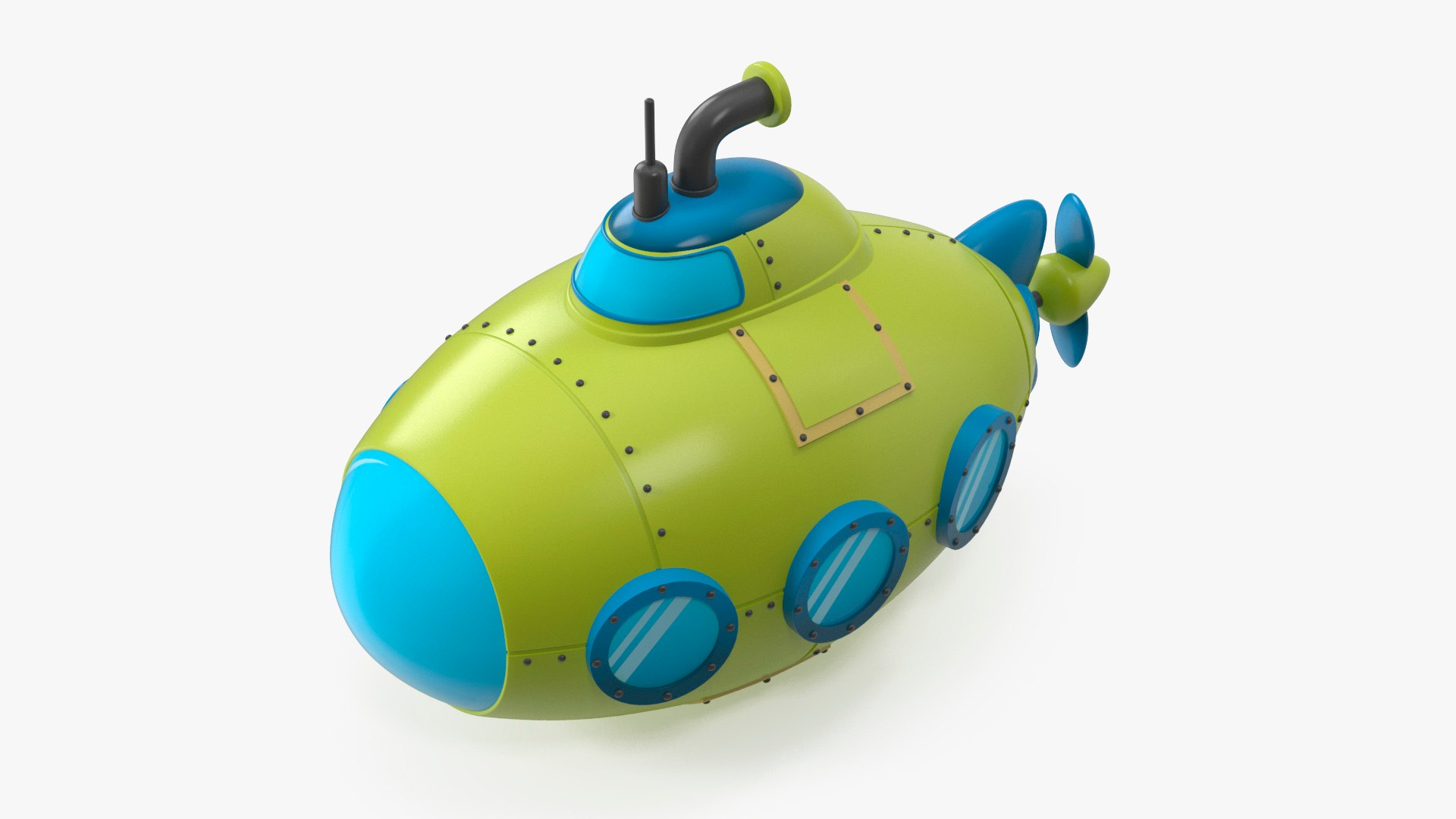 Cartoon Green Submarine 3D Model - TurboSquid 2205493