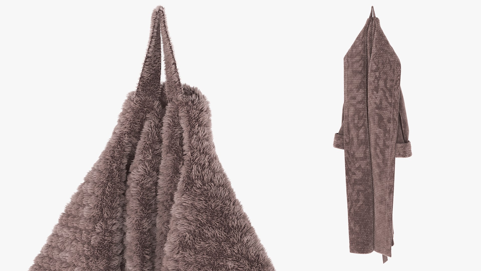 Hooked Bathrobe Brown Fur 3D model preview