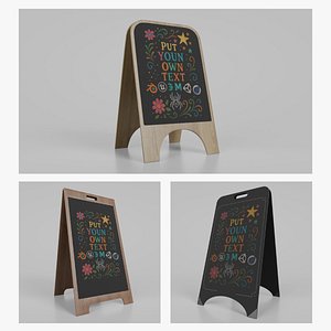 Customizable Modern A-Frame Chalkboard Signs Set model
