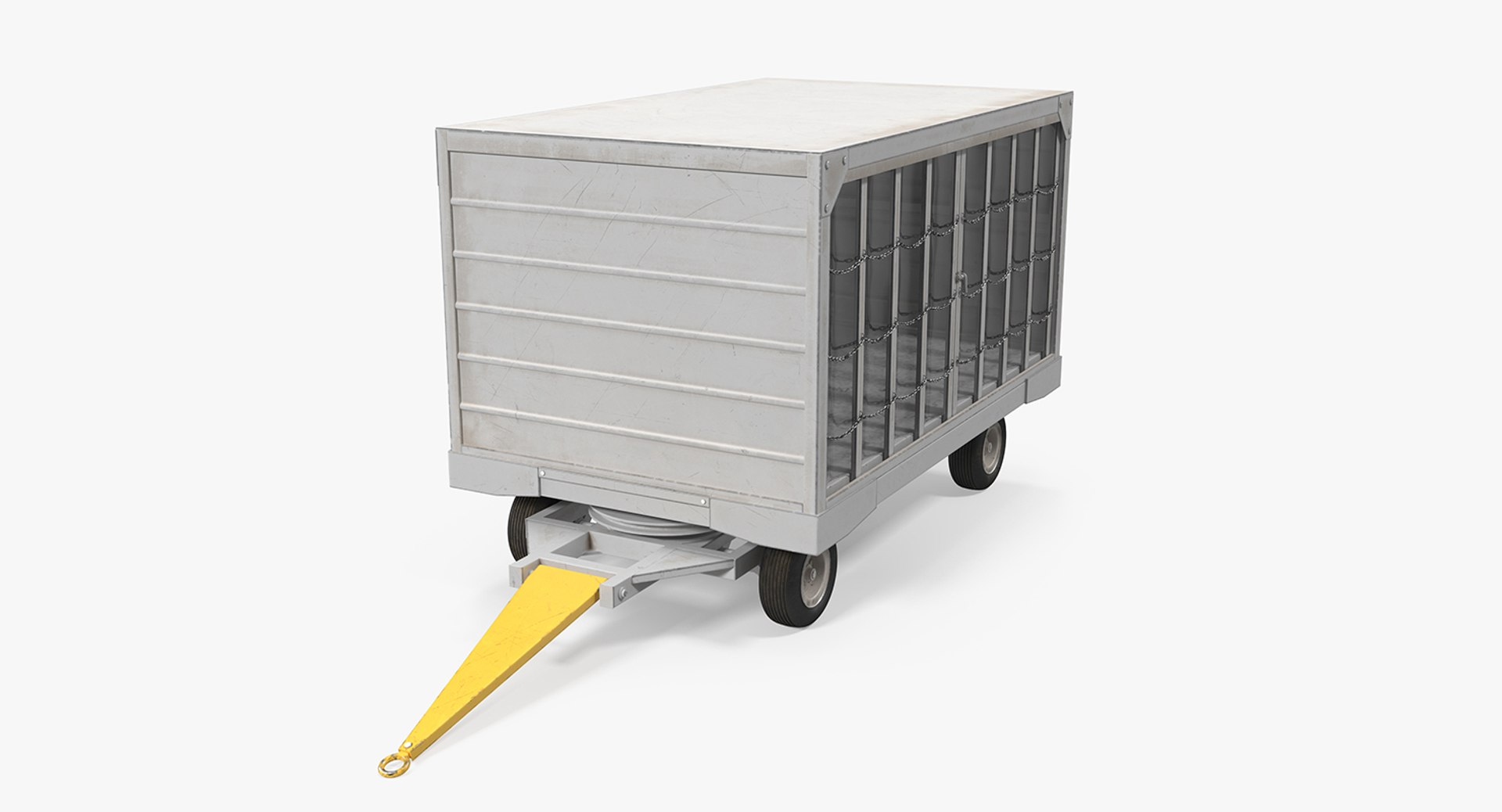 Airport Closed Baggage Trailer 3D Model 3D model preview