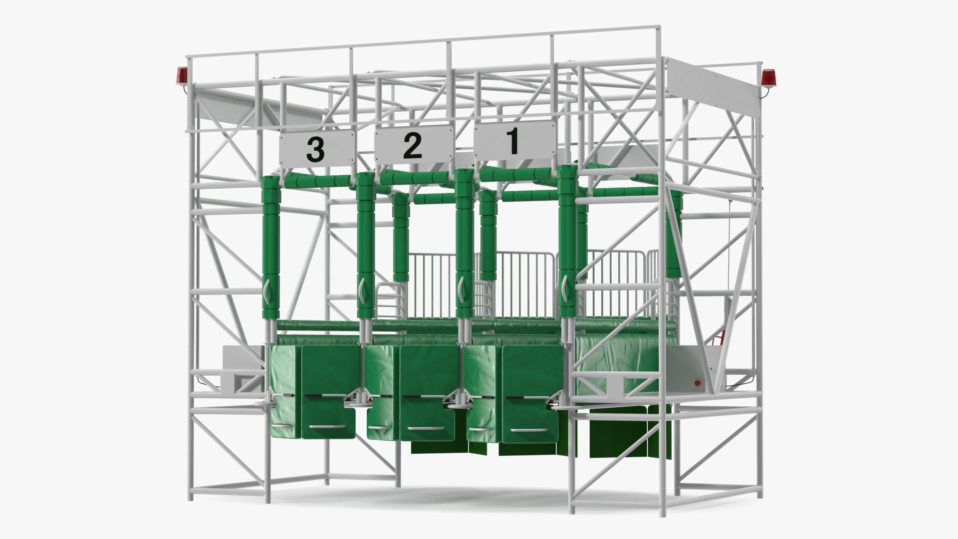 Horse Starting Gates for 3 Places Rigged 3D model preview