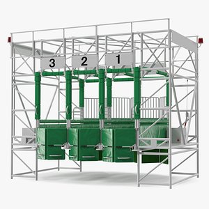 3D Horse Starting Gates for 3 Places Rigged
