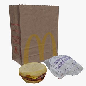 McDonalds Sausage McMuffin Photorealistic Low Poly PBR